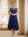 A-Line/Princess Chiffon Applique Bateau 1/2 Sleeves Tea-Length Mother of the Bride Dresses