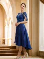 A-Line/Princess Chiffon Applique Bateau 1/2 Sleeves Tea-Length Mother of the Bride Dresses