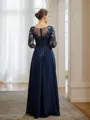 A-Line/Princess Chiffon Applique V-neck 3/4 Sleeves Floor-Length Mother of the Bride Dresses