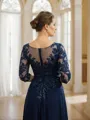 A-Line/Princess Chiffon Applique V-neck 3/4 Sleeves Floor-Length Mother of the Bride Dresses