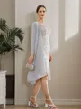 Sheath/Column Chiffon Applique Bateau 3/4 Sleeves Short/Mini Mother of the Bride Dresses