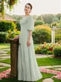 A-Line/Princess Chiffon Ruched V-neck 1/2 Sleeves Floor-Length Mother of the Bride Dresses