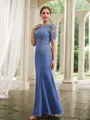 Sheath/Column Chiffon Applique Bateau Short Sleeves Floor-Length Mother of the Bride Dresses