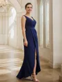 Sheath/Column Stretch Crepe Ruched V-neck Sleeveless Floor-Length Mother of the Bride Dresses