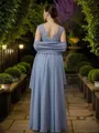 A-Line/Princess Chiffon Applique V-neck Sleeveless Floor-Length Mother of the Bride Dresses