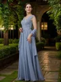 A-Line/Princess Chiffon Applique V-neck Sleeveless Floor-Length Mother of the Bride Dresses