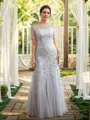 A-Line/Princess Tulle Ruched Bateau Short Sleeves Ankle-Length Mother of the Bride Dresses