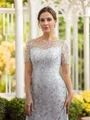 A-Line/Princess Tulle Ruched Bateau Short Sleeves Ankle-Length Mother of the Bride Dresses