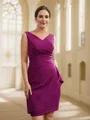 Sheath/Column Stretch Crepe Ruched V-neck Sleeveless Knee-Length Mother of the Bride Dresses