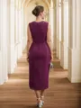 Sheath/Column Chiffon Applique V-neck Sleeveless Tea-Length Mother of the Bride Dresses