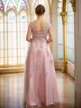 A-Line/Princess Tulle Applique V-neck Sleeveless Floor-Length Dresses