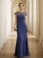 Sheath/Column Chiffon Beading Bateau Short Sleeves Floor-Length Mother of the Bride Dresses