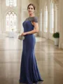 Sheath/Column Chiffon Beading Bateau Short Sleeves Floor-Length Mother of the Bride Dresses