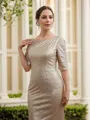 Sheath/Column Sequins Ruched 1/2 Sleeves Sweep Train Mother of the Bride Dresses