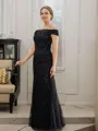 Sheath/Column Tulle Beading Off-the-Shoulder Sleeveless Floor-Length Mother of the Bride Dresses