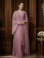 A-Line/Princess Chiffon Ruched V-neck 3/4 Sleeves Floor-Length Mother of the Bride Dresses