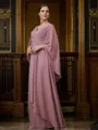 A-Line/Princess Chiffon Ruched V-neck 3/4 Sleeves Floor-Length Mother of the Bride Dresses