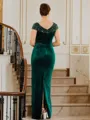 Sheath/Column Velvet Ruched V-neck Sleeveless Floor-Length Mother of the Bride Dresses