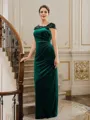 Sheath/Column Velvet Ruched V-neck Sleeveless Floor-Length Mother of the Bride Dresses