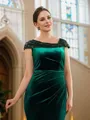 Sheath/Column Velvet Ruched V-neck Sleeveless Floor-Length Mother of the Bride Dresses