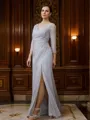 Sheath/Column 30D Chiffon Beading V-neck 3/4 Sleeves Floor-Length Mother of the Bride Dresses