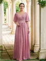 A-Line/Princess Chiffon Ruched V-neck 1/2 Sleeves Floor-Length Mother of the Bride Dresses