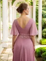 A-Line/Princess Chiffon Ruched V-neck 1/2 Sleeves Floor-Length Mother of the Bride Dresses