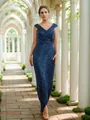 Sheath/Column Ruched V-neck Sleeveless Floor-Length Mother of the Bride Dresses