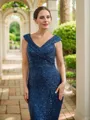 Sheath/Column Ruched V-neck Sleeveless Floor-Length Mother of the Bride Dresses