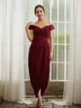 Sheath/Column Stretch Crepe Ruched Off-the-Shoulder Sleeveless Floor-Length Mother of the Bride Dresses