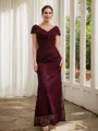 Sheath/Column Lace Ruched V-neck Short Sleeves Floor-Length Mother of the Bride Dresses