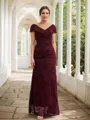Sheath/Column Lace Ruched V-neck Short Sleeves Floor-Length Mother of the Bride Dresses