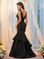 Trumpet/Mermaid Satin Lace V-neck Sleeveless Sweep Train Porm Dress