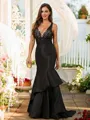 Trumpet/Mermaid Satin Lace V-neck Sleeveless Sweep Train Porm Dress