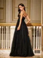 A-Line/Princess Applique Spaghetti Straps Sleeveless Floor-Length Porm Dress