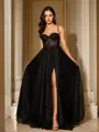 A-Line/Princess Applique Spaghetti Straps Sleeveless Floor-Length Porm Dress