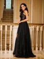 A-Line/Princess Applique Spaghetti Straps Sleeveless Floor-Length Porm Dress