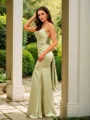 Sheath/Column Silk like Satin Ruched Spaghetti Straps Sleeveless Floor-Length Porm Dress