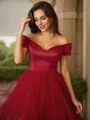A-Line/Princess Tulle Ruffles Off-the-Shoulder Sleeveless Floor-Length Porm Dress