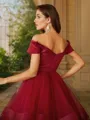A-Line/Princess Tulle Ruffles Off-the-Shoulder Sleeveless Floor-Length Porm Dress