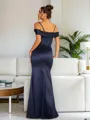 Sheath/Column Charmeuse Ruched Off-the-Shoulder Sleeveless Floor-Length Dresses