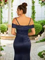 Sheath/Column Charmeuse Ruched Off-the-Shoulder Sleeveless Floor-Length Dresses