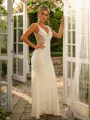 Sheath/Column Jersey Beading V-neck Sleeveless Sweep Train Dresses