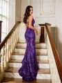 Sheath/Column Sequins Applique V-neck Sleeveless Court Train Porm Dress