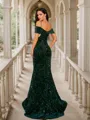 Sheath/Column Velvet Sequins Straps Sleeveless Court Train Porm Dress