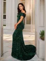 Sheath/Column Velvet Sequins Straps Sleeveless Court Train Porm Dress