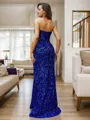 Sheath/Column Velvet Sequins Sweetheart sleeveless Sweep/Brush Train Corset Dresses