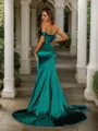 Sheath/Column Silk Like Satin Rhinestone Sweetheart sleeveless Court Train Dresses