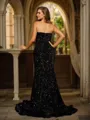 Trumpet/Mermaid Velvet Sequins Sweetheart sleeveless Sweep/Brush Train Dresses