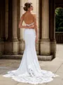Sheath Stretch Crepe Appliques Lace V-neck Sleeveless Cathedral Train Wedding Dress